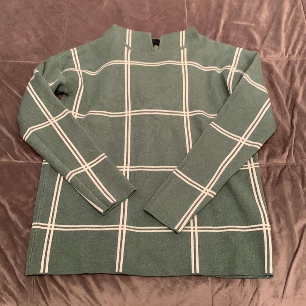 Green Plaid Sweater with Hood